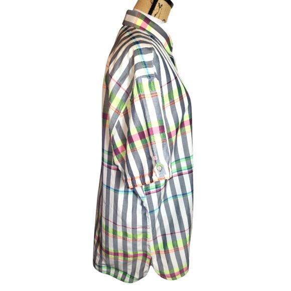 Robert Graham Men's Full Button Vibrant Multicolor Plaid Short Sleeve Shirt 2XL - Picture 2 of 7